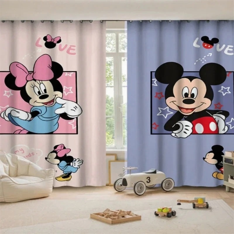 Mickey Mouse kids bedroom curtains with Disney cartoon design, perfect for children’s room décor.