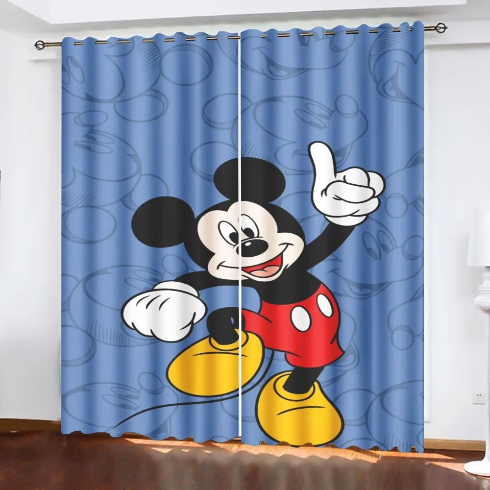 Disney Mickey Mouse blackout kids curtains with cartoon print design.