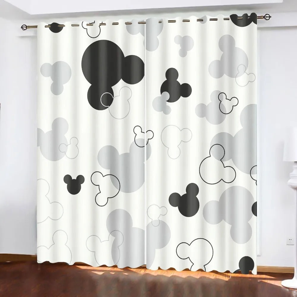 Stylish Mickey Mouse curtains for living room with cartoon Disney print design.