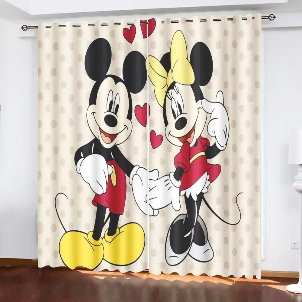 Disney nursery curtains with Mickey Mouse cartoon characters, perfect for blackout function.