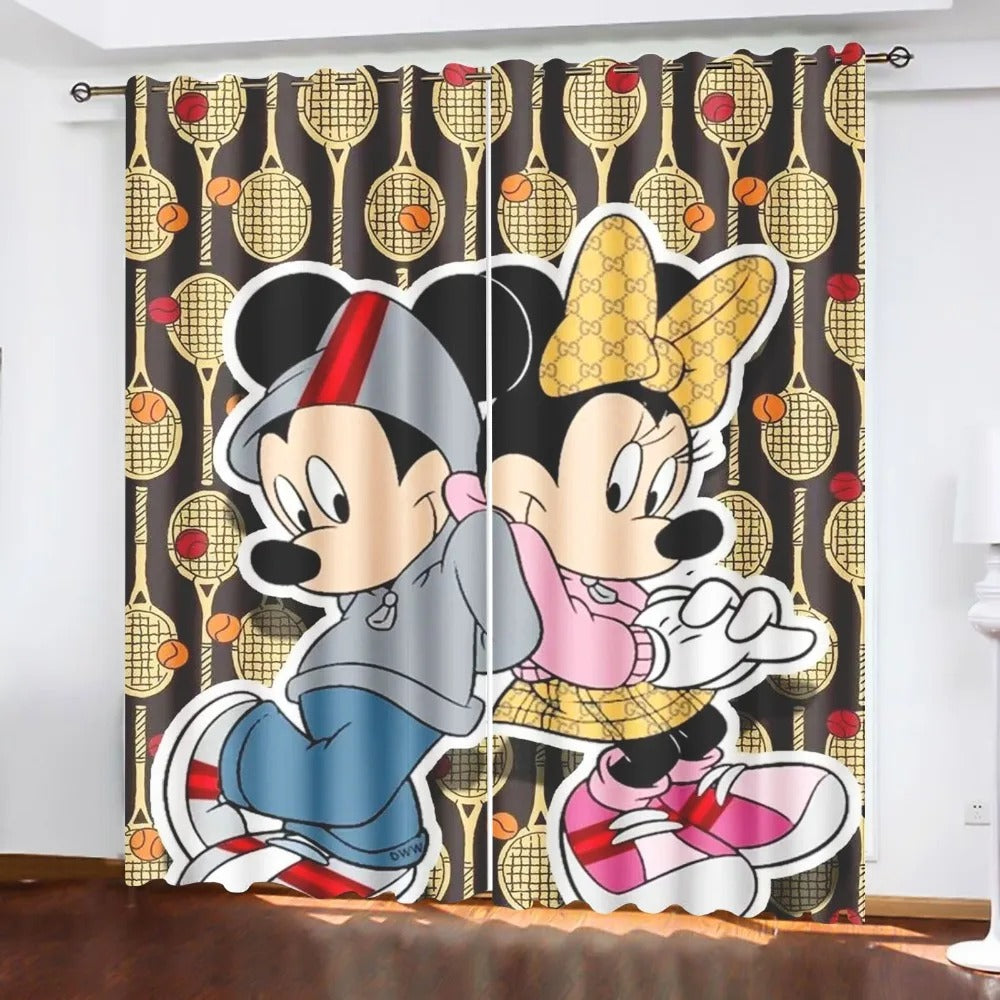 Mickey Mouse kids playroom curtains with blackout cartoon design for children’s décor.