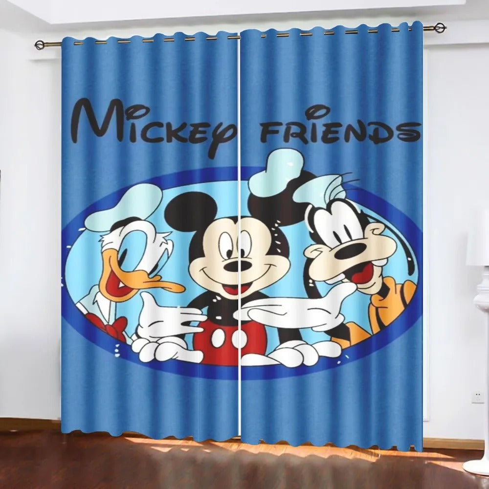 Stylish Mickey Mouse curtains for bedroom and playroom with cartoon Disney design.