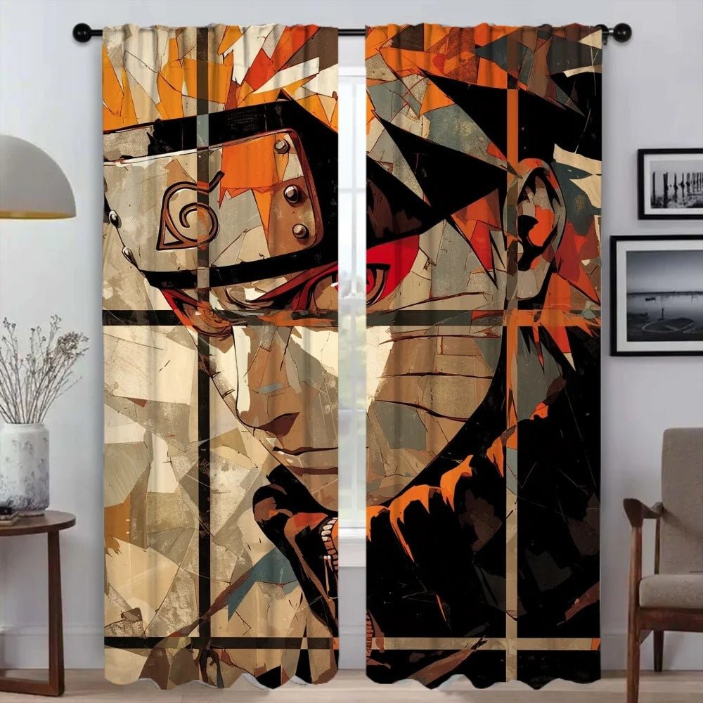 Naruto Uzumaki anime blackout window curtains with vibrant 3D print design, perfect for kids’ bedroom, living room, or anime fan home décor.