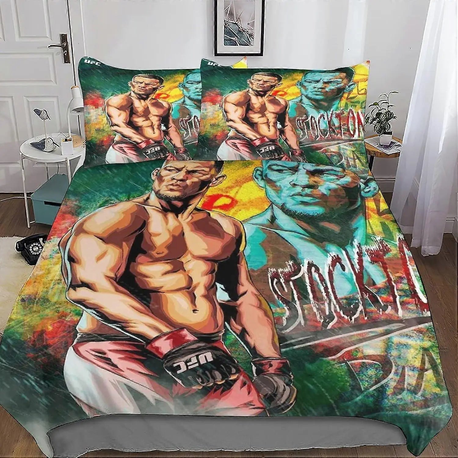 Nate Diaz Doona Cover – UFC Fighter Quilt Bedding Set with Pillowcase for MMA Fans and Combat Sports Bedroom Decor