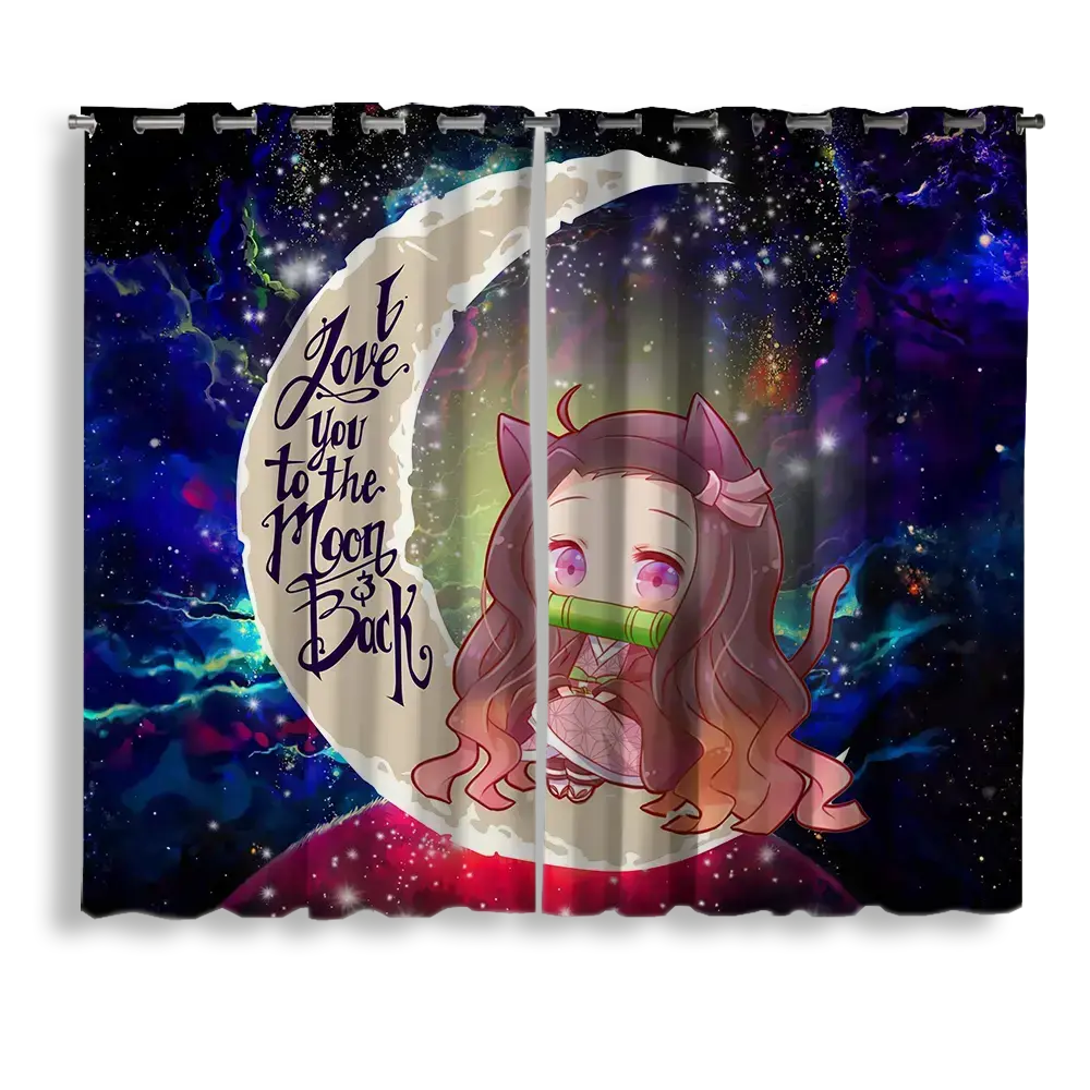Nezuko Demon Slayer Love You to the Moon Galaxy blackout window curtain – anime bedroom and living room decor