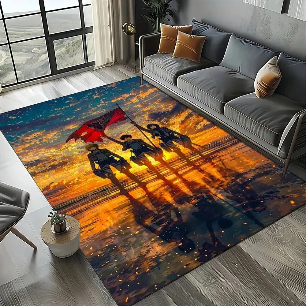 Stylish non-slip Attack on Titan floor rug for modern interiors