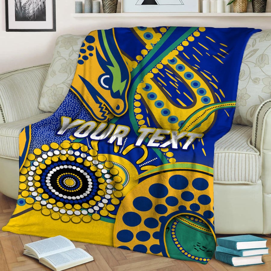 Parramatta Eels Custom Personalised NRL Rugby Blanket, Soft Cozy Flannel Throw Blanket, Supporters Bedding Gift & Rugby League Fan Home Decor