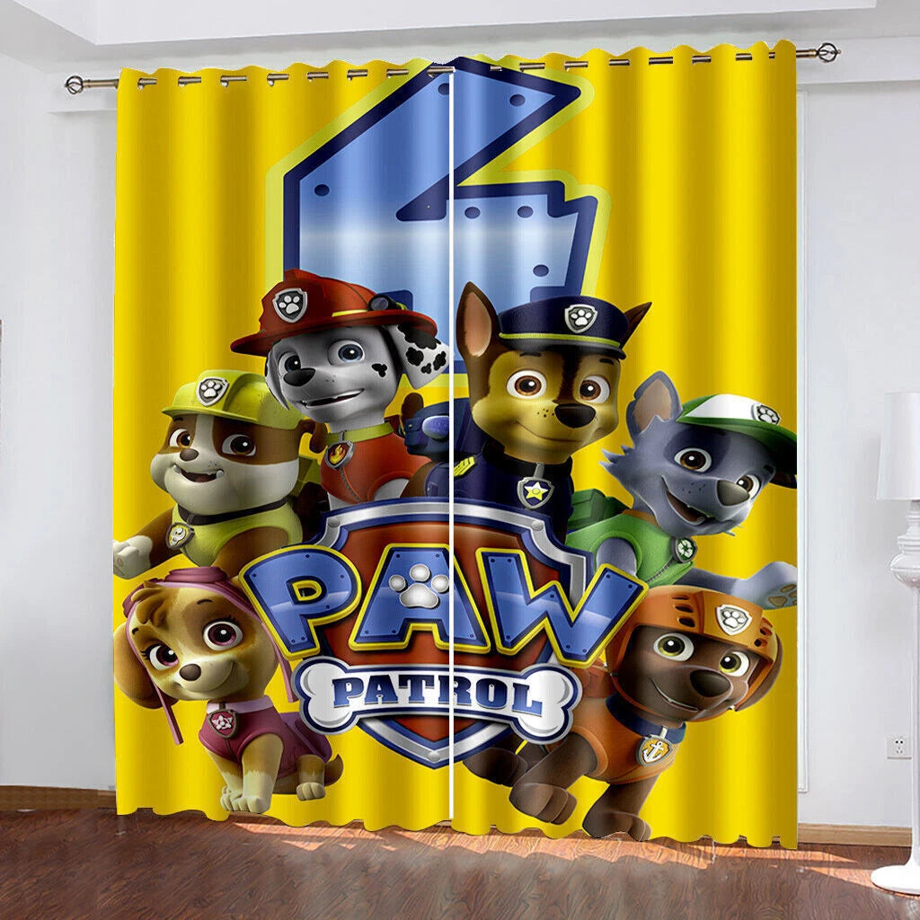 Paw Patrol cartoon kids room curtains with fun and colorful design.