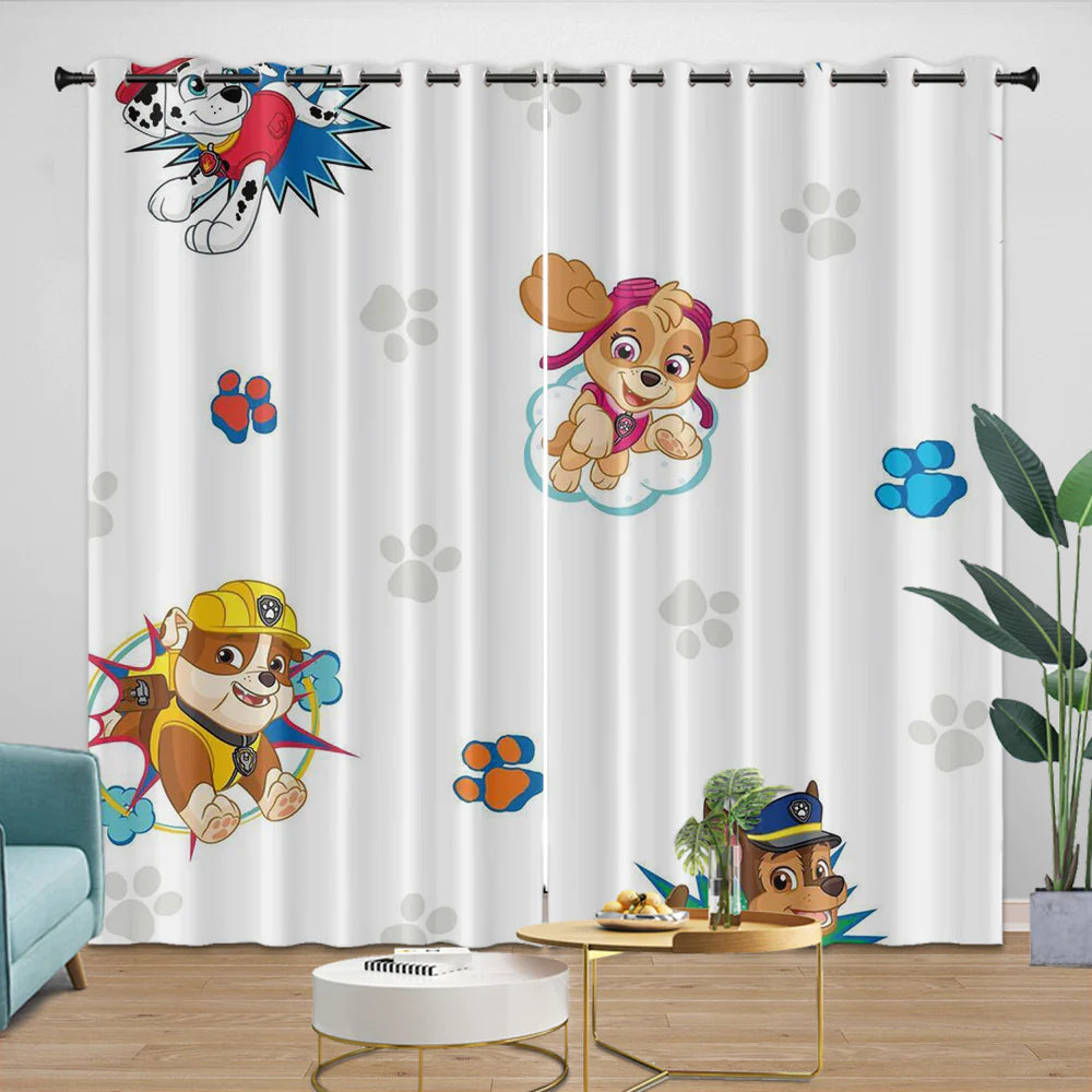 Paw Patrol blackout bedroom curtains for girls room featuring Skye.