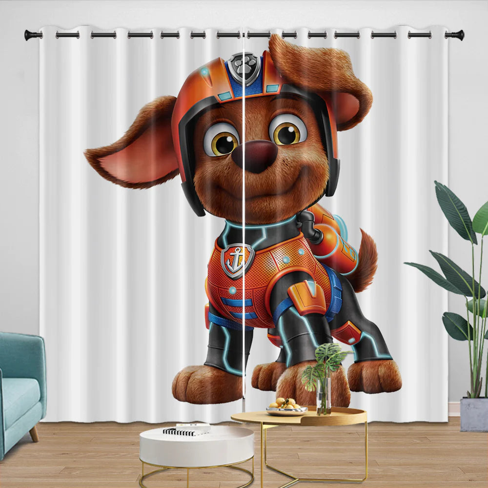Paw Patrol playroom blackout curtains for kids cartoon-themed décor.