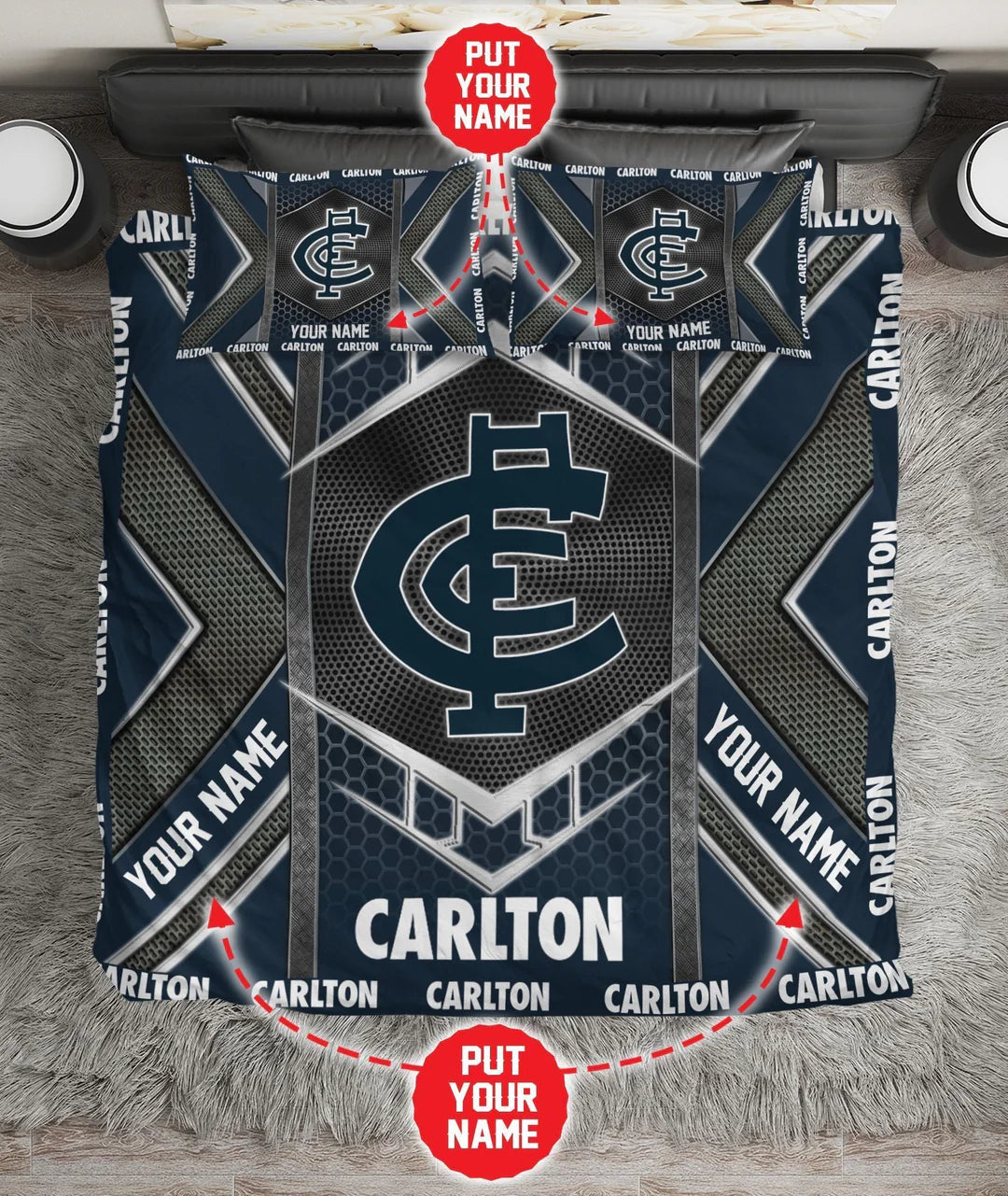 Personalized Carlton Blues doona cover and quilt cover bedding set Australia