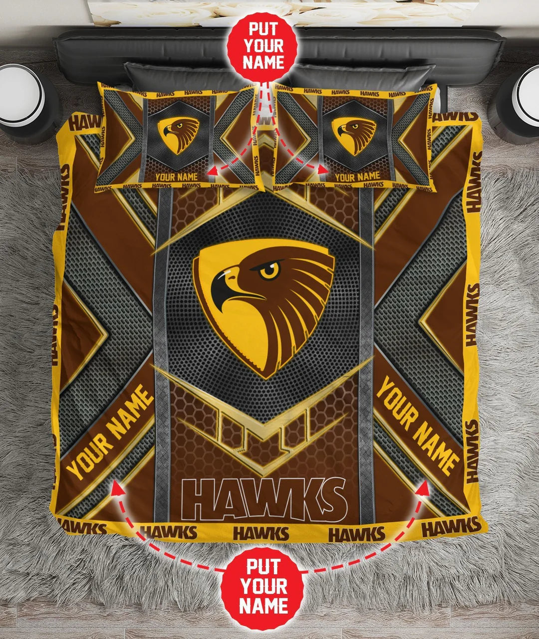 Personalized Hawthorn Hawks quilt cover doona cover bedding set Australia