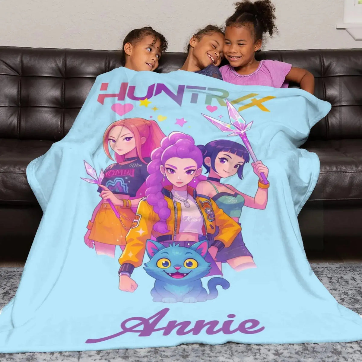 Personalized Kpop fandom blanket with custom name, soft fleece unique gift idea.