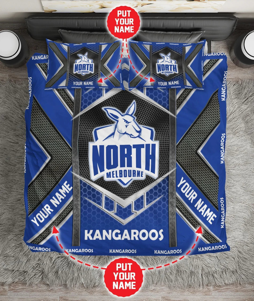 Personalized North Melbourne Kangaroos doona cover bedding set Australia