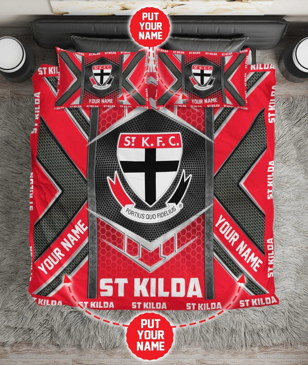 Personalized St Kilda Saints quilt cover doona cover Australia custom name