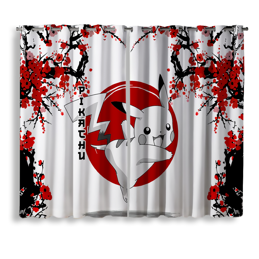 Pikachu Pokemon Japan Style Window Curtain for bedroom, kids room, and anime home decor