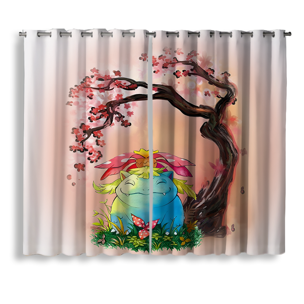 Pokemon Cherry Blossom Window Curtain for bedroom, kids room, and anime home decor