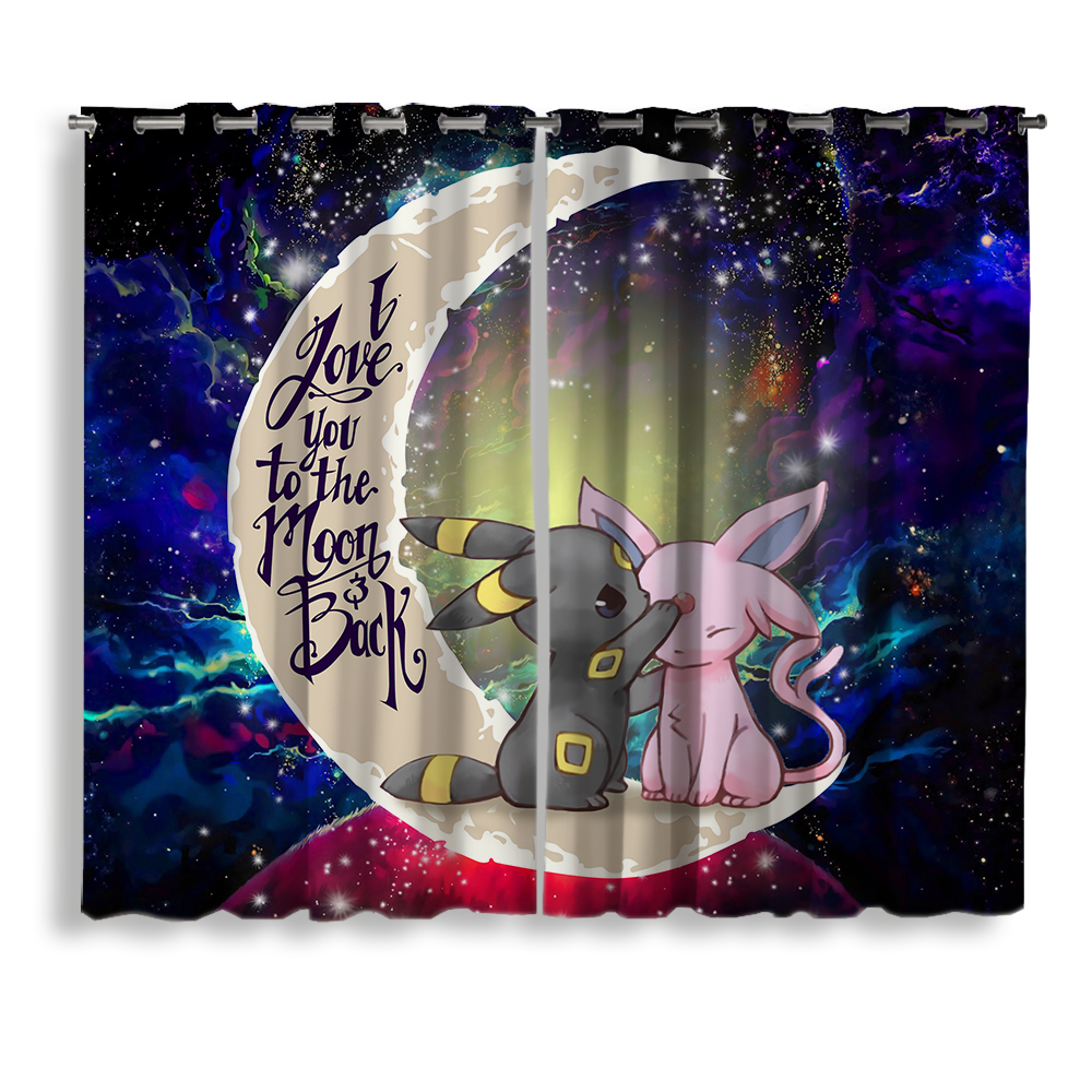 Pokemon Couple Espeon and Umbreon Love You to the Moon Galaxy Window Curtain for bedroom, kids room, and anime home decor