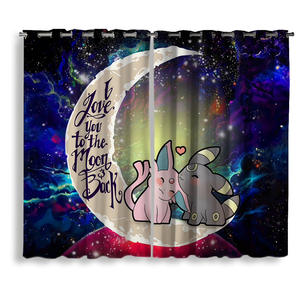 Pokemon Espeon and Umbreon Love You to the Moon Galaxy Window Curtain for bedroom, kids room, and anime home decor