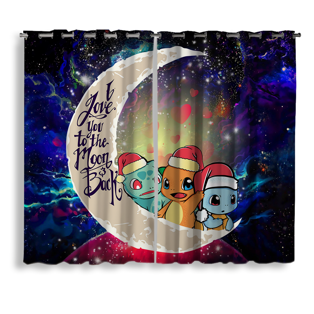Pokemon Friends Gen 1 Love You to the Moon Galaxy Window Curtain for bedroom, kids room, and anime home decor
