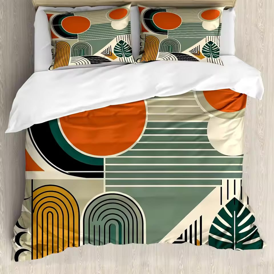 retro geometric doona cover
