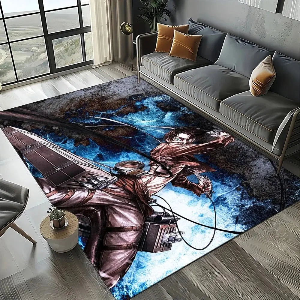 Soft flannel Attack on Titan rug for indoor home décor