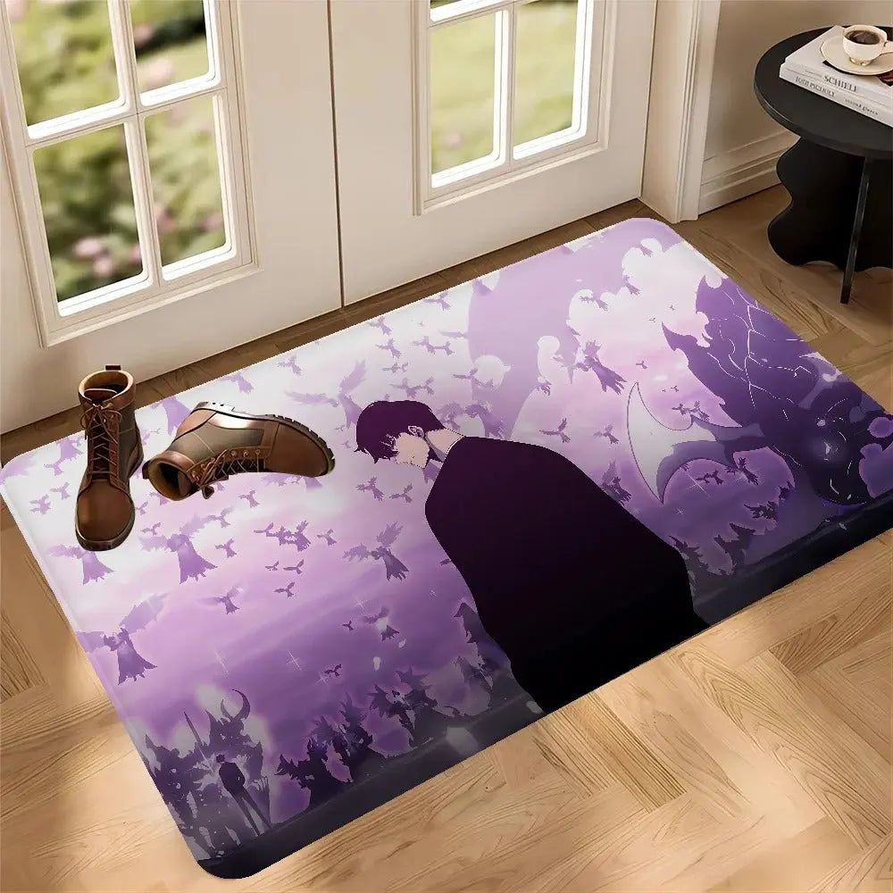 Compact Solo Leveling entry rug for apartment or small home doorway