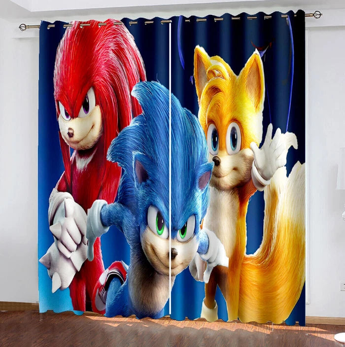 Sonic cartoon blackout curtains for kids’ bedrooms and playrooms.