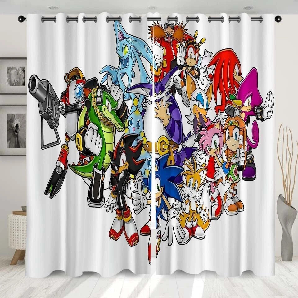 Sonic the Hedgehog kids cartoon bedroom curtains with blackout design.