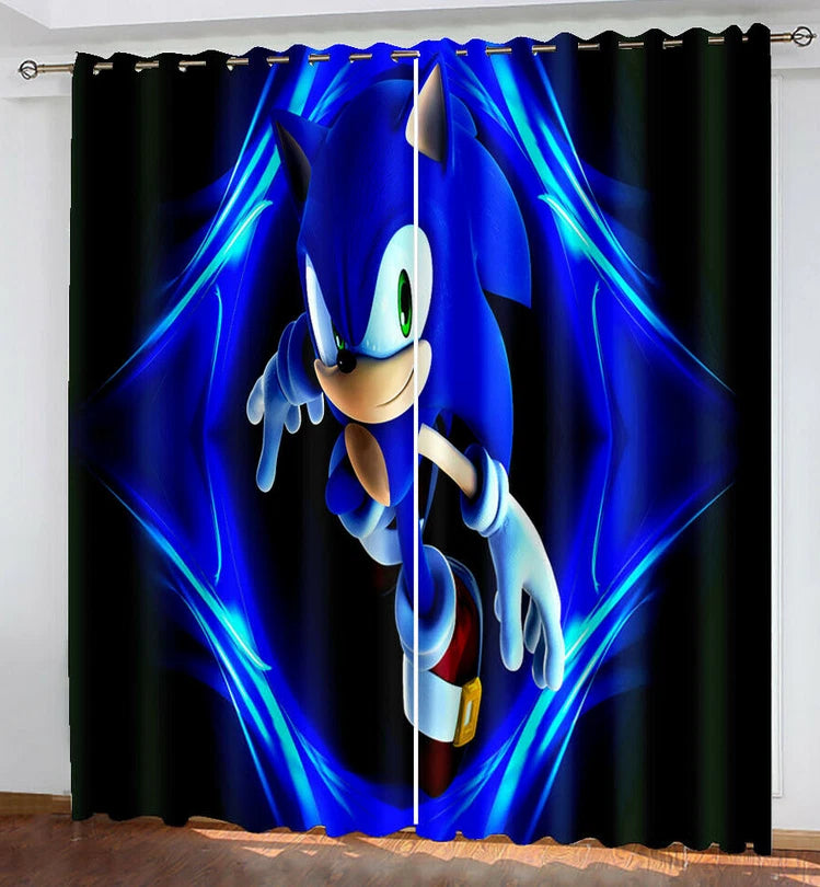 Sonic the Hedgehog nursery window drapes, blackout curtains for kids rooms.