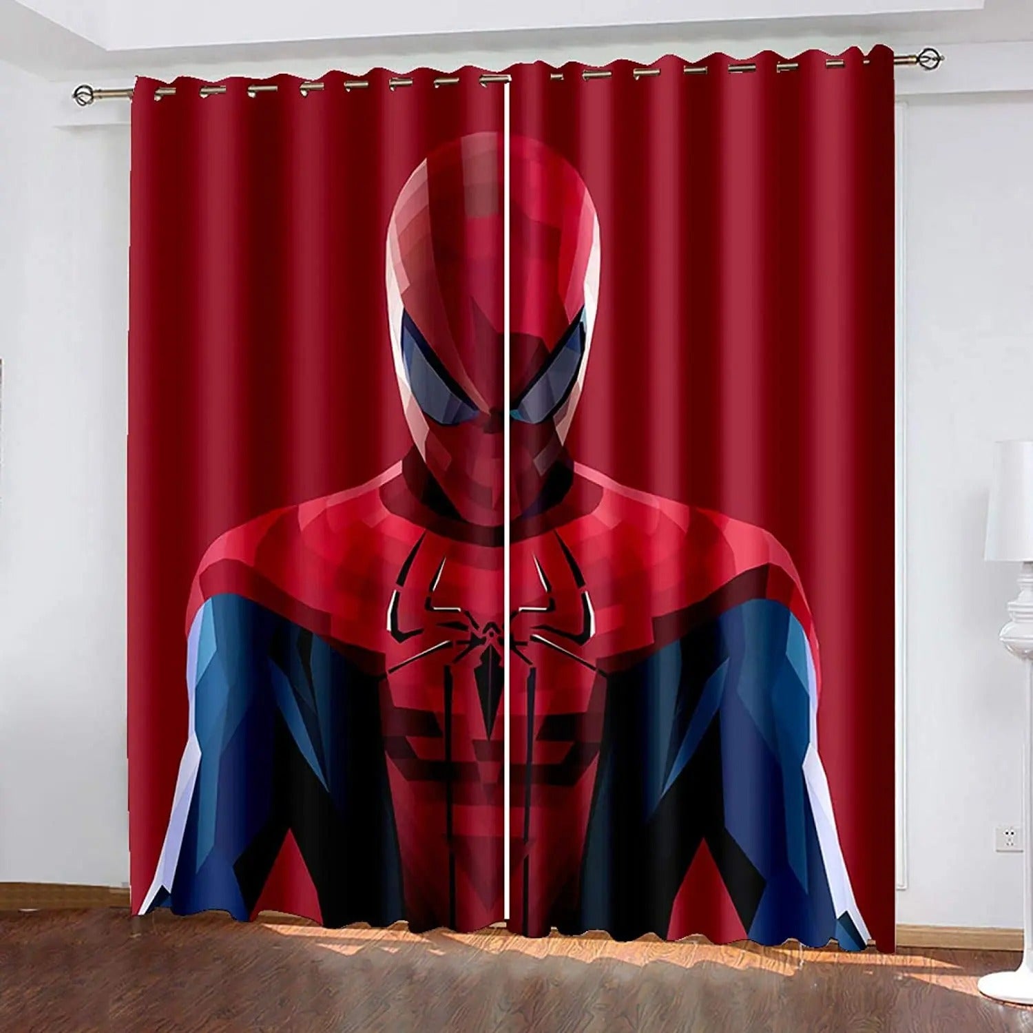 Spider-Man cartoon curtains, blackout flannel drapes for study or dorm room.