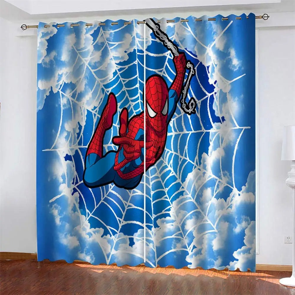 Spider-Man flannel blackout drapes, stylish curtains for children’s bedroom window.