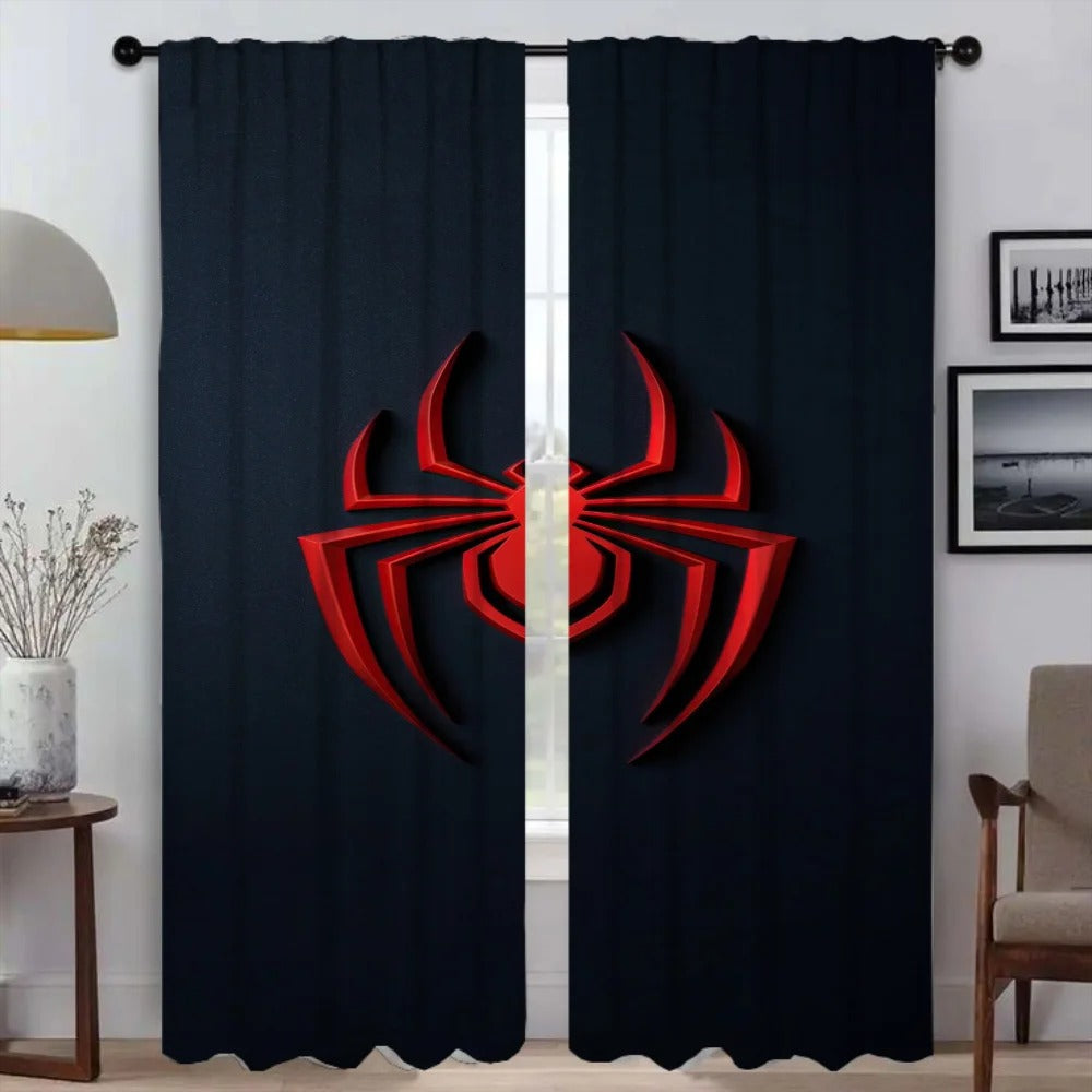 Spider-Man flannel kids curtains, 2 panel blackout drapes for children’s bedroom.
