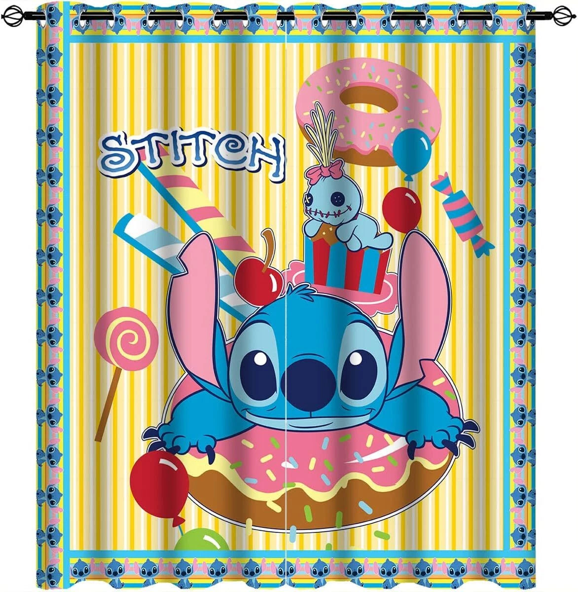 Stitch and Angel curtains for kids window decoration blackout style