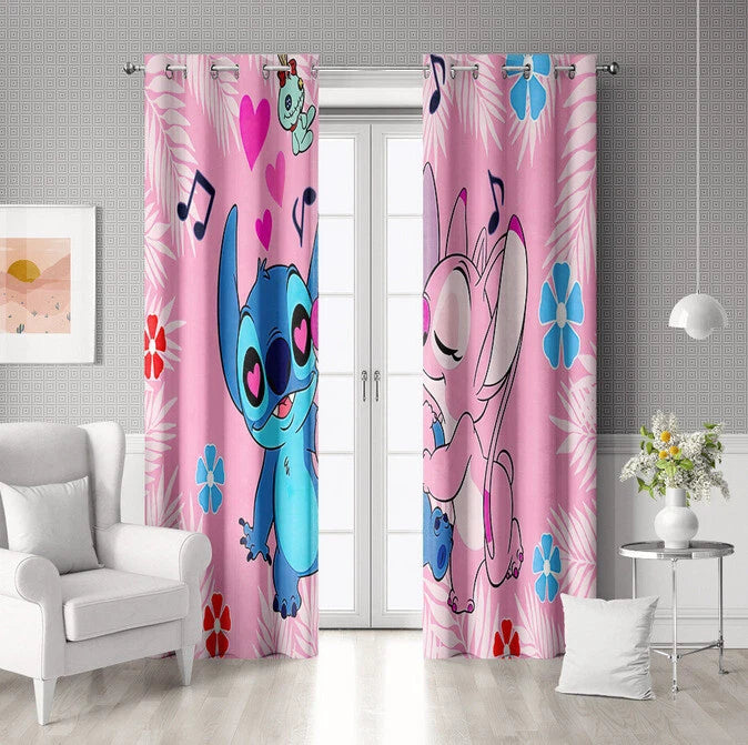 Stitch blackout curtain for kids nursery and bedroom windows