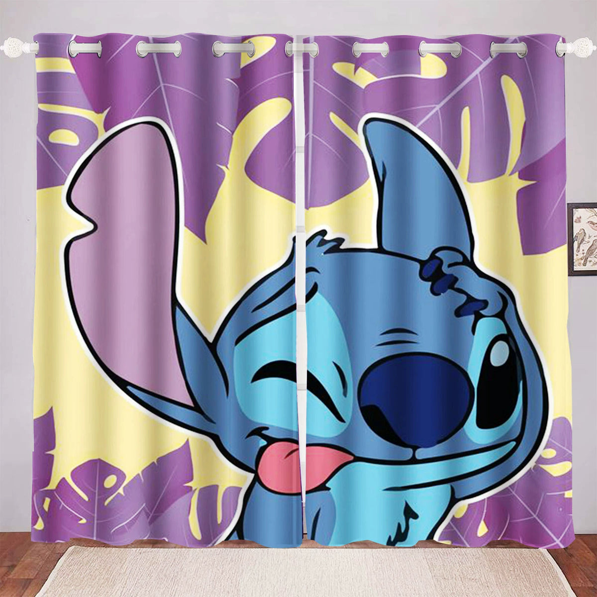 Stitch cartoon blackout curtain perfect for kids room window décor