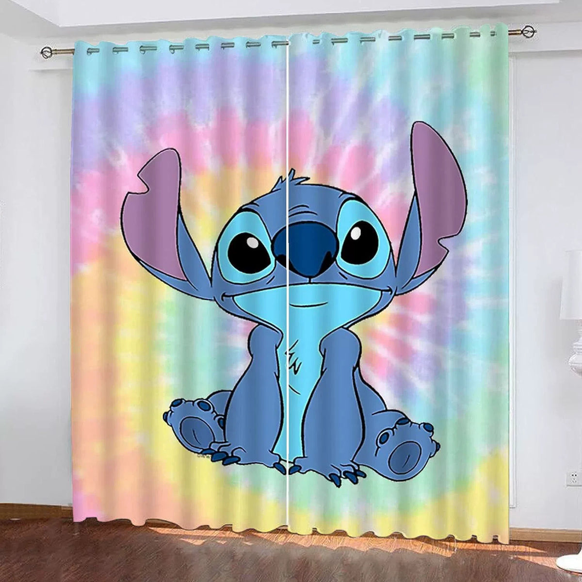 Stitch and Angel kids cartoon window curtains with fun print