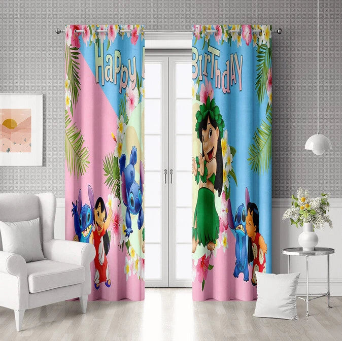 Stitch kids window drapes with cartoon Disney Stitch design