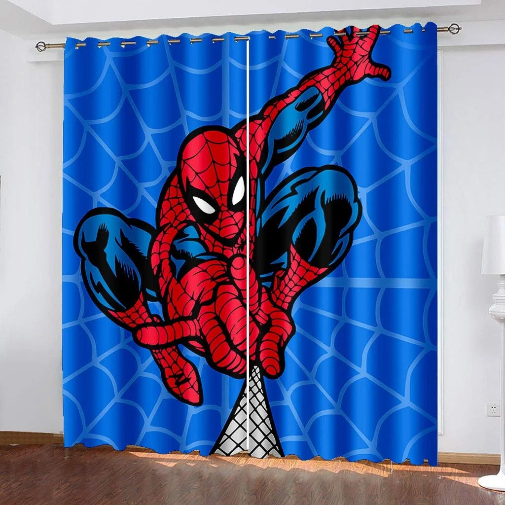 Stylish Spider-Man flannel curtains, blackout drapes for children’s bedroom and living room.