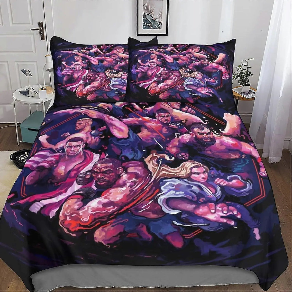 UFC-themed quilt cover featuring bold fighter graphics and vibrant design for ultimate MMA fan bedroom decor