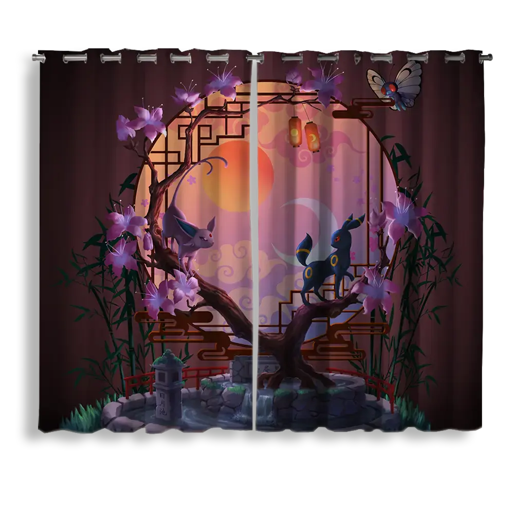 Umbreon and Espeon Pokemon Japan Window Curtain for bedroom, kids room, and anime home decor