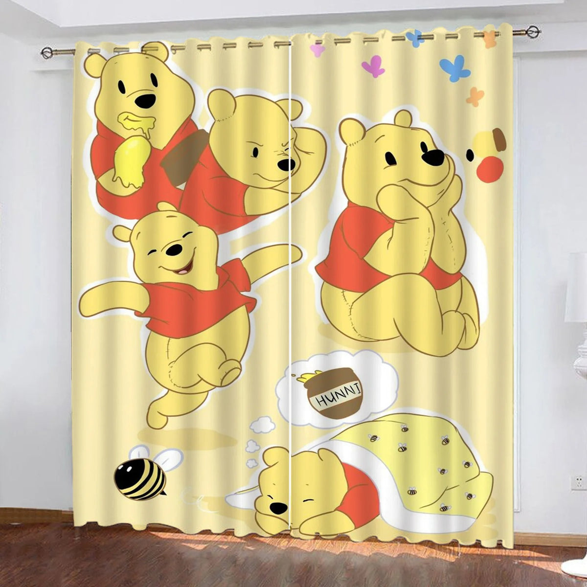 Winnie the Pooh cartoon curtains, blackout dustproof drapes for living room home décor.